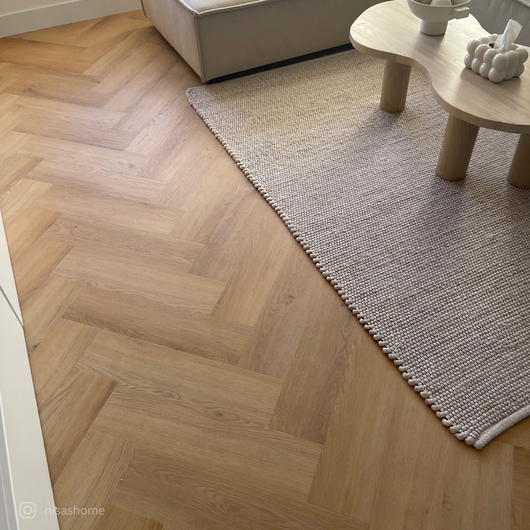Fischgrät Design in Natur Braun Teppich