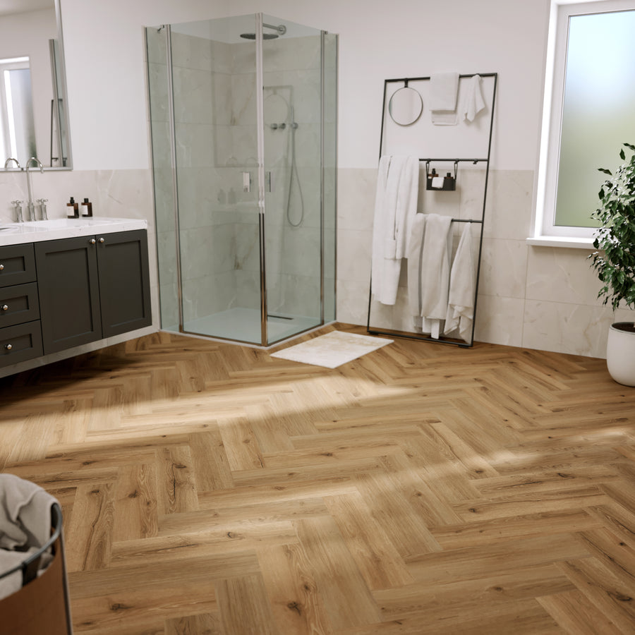 »Golden Oak« Premium Klick-Vinyl Fischgrät