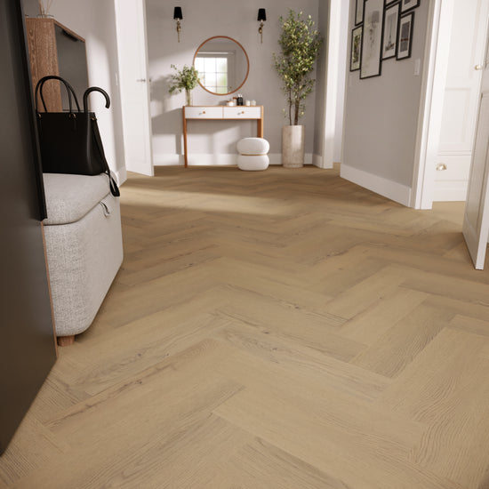 »Light Oak« Premium Klick-Vinyl Fischgrät