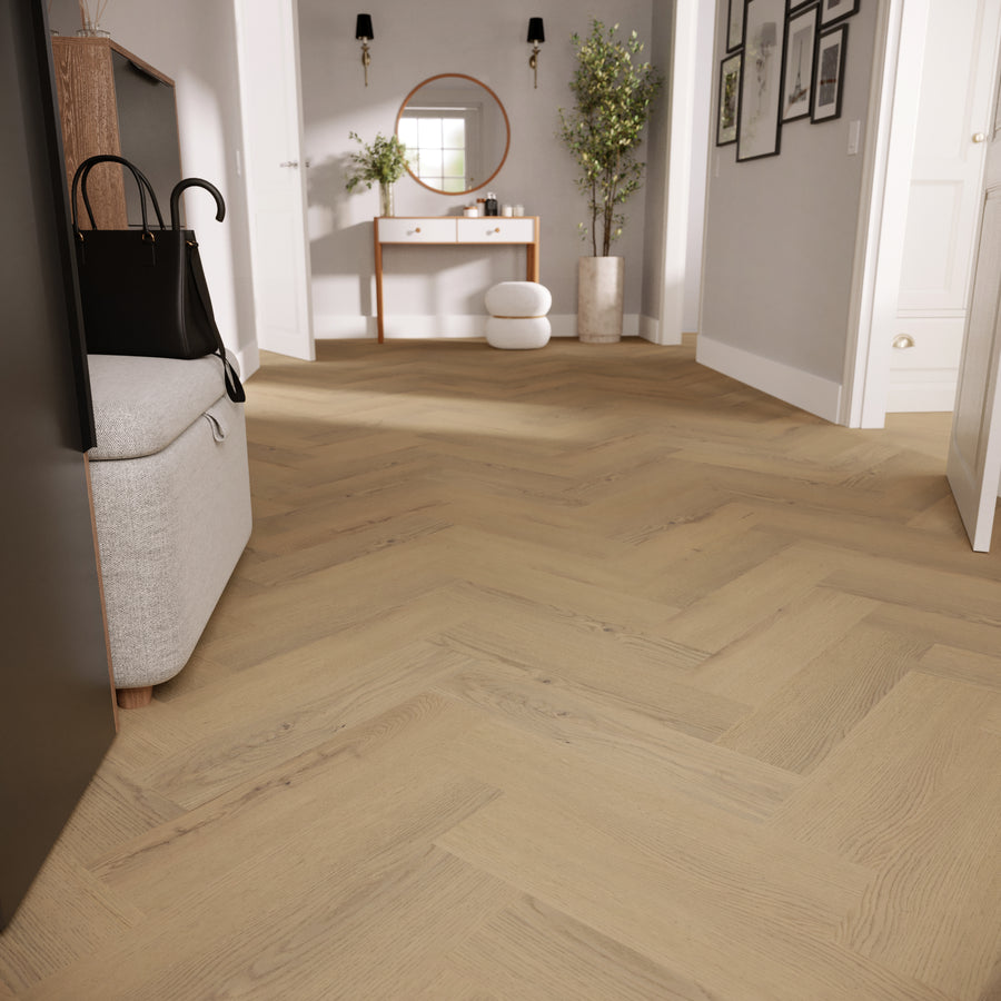 »Light Oak« Premium Klick-Vinyl Fischgrät