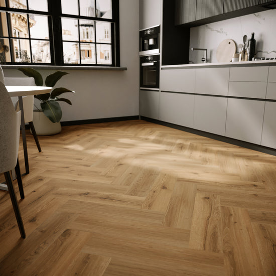 »Golden Oak« Premium Klick-Vinyl Fischgrät