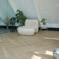 Modernes Fischgrät-Design im Schlafzimmer in Beige