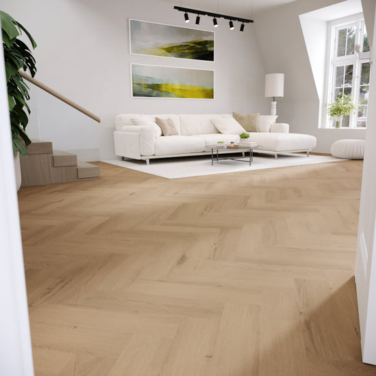 »Natural Oak« Premium Klick-Vinyl Fischgrät